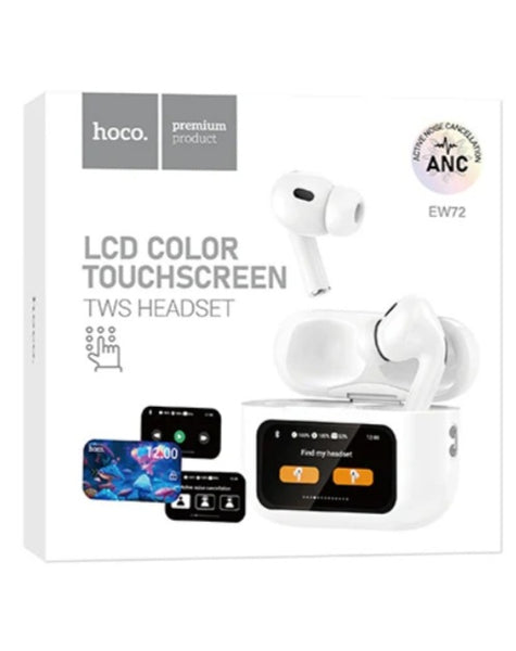 HOCO TWS Earbud w/ANC Noise Cancelling , LCD Touch Screen (EW72)Headphones