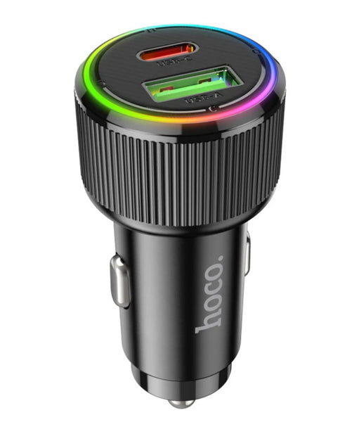 HOCO 38W PD+QC Aluminum Super Fast Car Charger w/ LED Ring Light (NZ14A)Car Charger