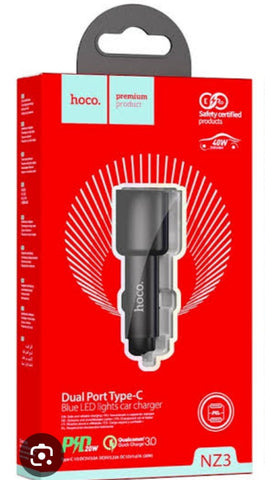 Hoco Car charger “NZ3 Clear way” PD dual port set with cable Car Charger