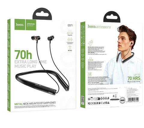 Sports Bluetooth Earphone w/ 70 Hours Long Battery Life, Flexible Neck Band (ES71)